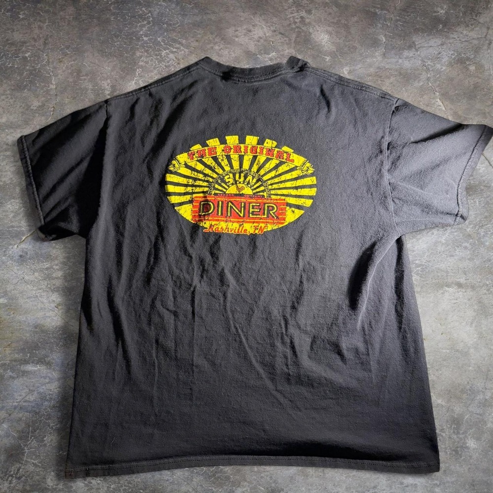 Gildan Nashville Sun Diner T-Shirt Mens XL Black Short Sleeve Sunburst Graphic